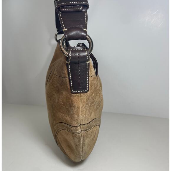 Y2K Coach Brown Suede Hobo Shoulder Bag F10916 - Picture 5 of 12